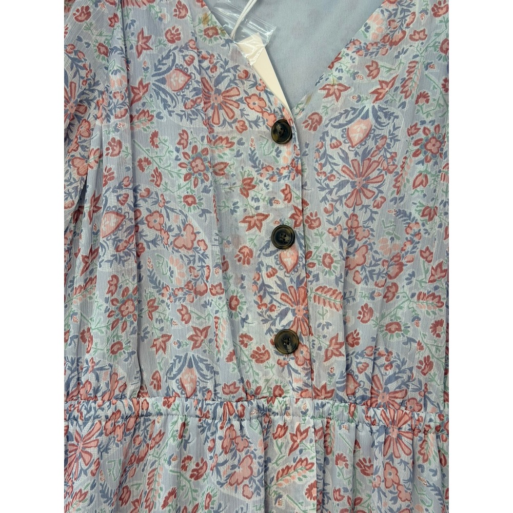 LC Lauren Conrad Playful Paisley Midi Dress Blue Pink Floral Cottagecore Medium - Picture 8 of 16